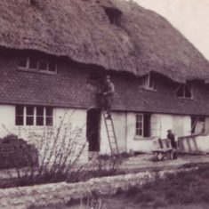 Thatching Brook Cottages Brook Cottages being thatched, probably in the 1930s thanks to Morley Horder