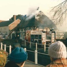 White Cottage Fire February 1996, villagers help Commander Page evacuate his house.