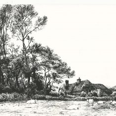 Bryden Print, Farmstead copy Engraving by Robert Brydon of Lower Farm, 1905