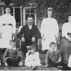 George Atkinson and Family The Atkinson family in front of South Farm. Centre, George Atkinson. Left to right, back row, Hilda (Wren), Nellie (Hoskings) middle, Ethel (Hobbs), Mary Wilson; front, George, Millie, Joseph, Elizabeth.