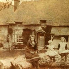 Riverside Stores, butchers. Aburrow family Aburrow girls outside the butchers shop at Riverside 1930s