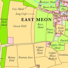 southern west section of East Meon showing Garston Farm
