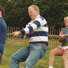 Scottish rugby players in tug-of-war Scottish rugby players in tug-of-war